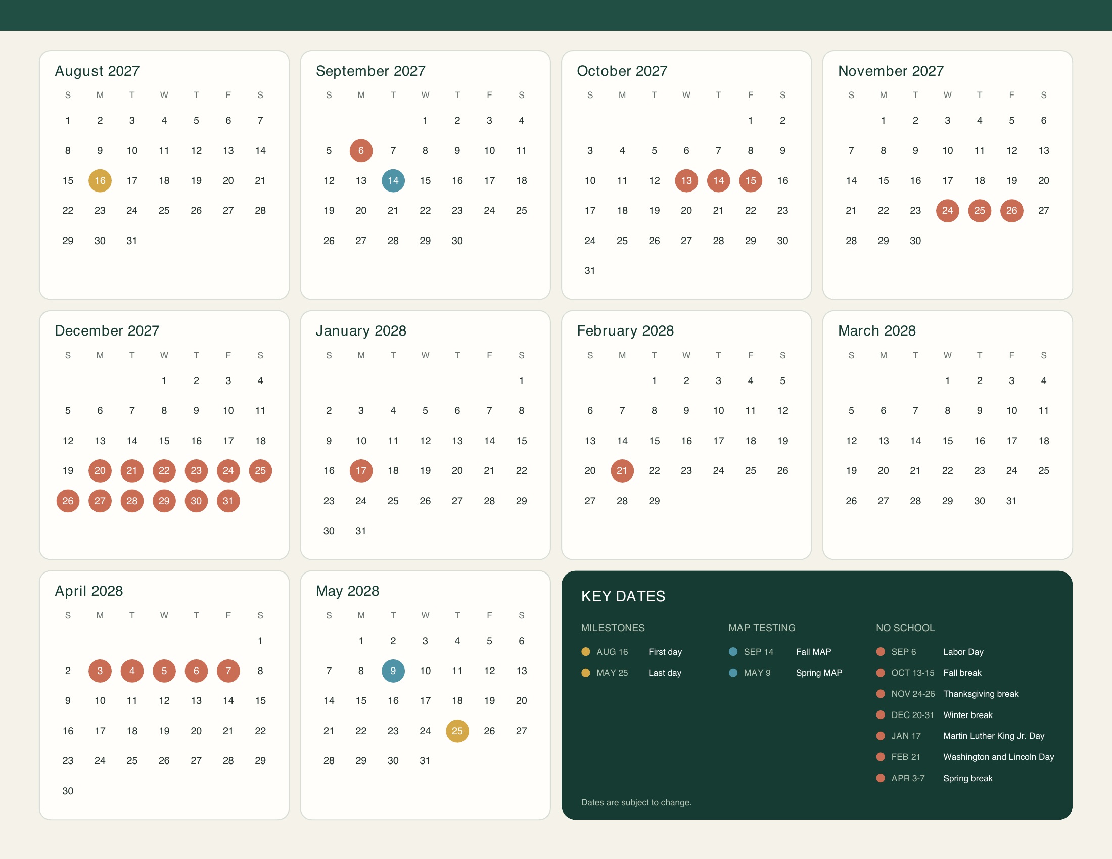 Idlewild Academic Calendar